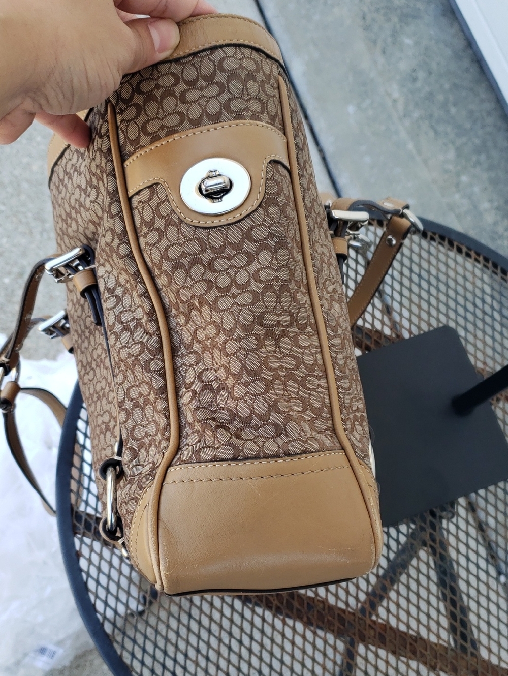 Coach Micro CC Jacquard Canvas Leather Gallery Tote Bag Monogram Y2K Classic - Picture 13 of 17